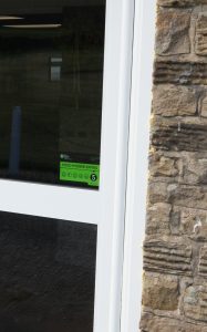 Anti-finger trap on a commercial door in Derbyshire Anti-finger trap on a commercial door in Derbyshire